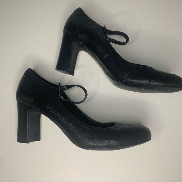 Franco Sarto Black Leather Mary Jane Heels Size 9.5 - Picture 1 of 13